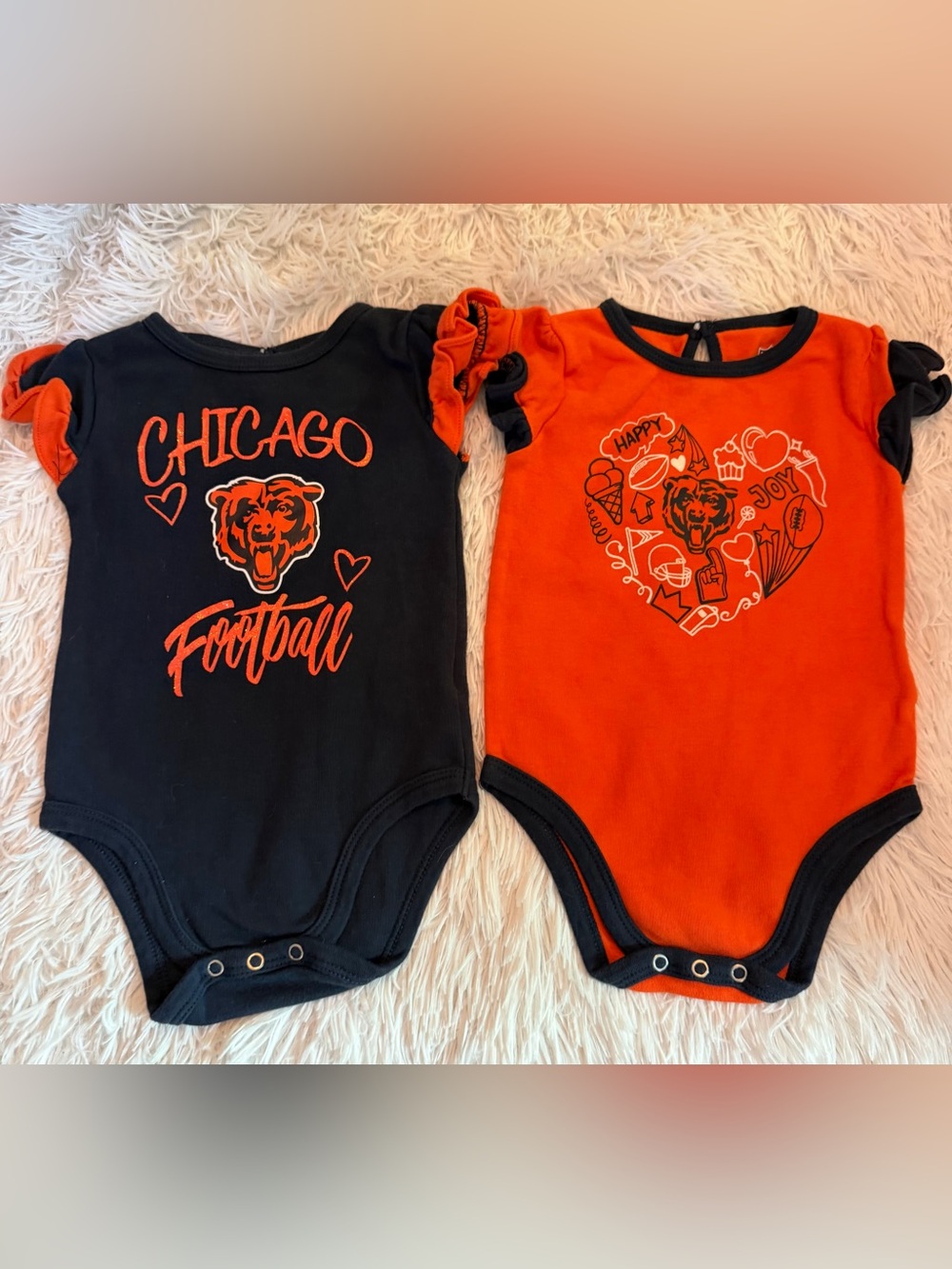 Chicago Bears Baby One-Piece Bodysuit Set in Blue & Orange 6-9m